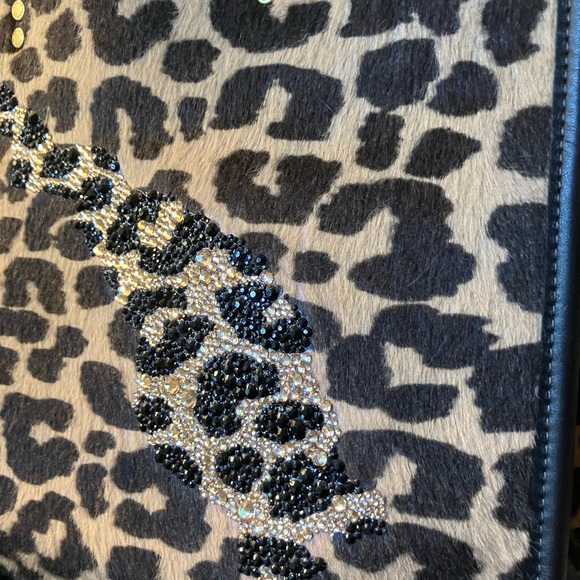 Coach Rogue 30 Leopard Print Haircalf with Rhinestones OOAK - Picture 4 of 14